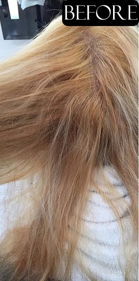 blonde hair color correction before and after
